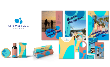Crystal Hotels markası için tasarlanan basılı tanıtım ve otel iletişim materyalleri