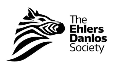 Logo of The Ehlers Danlos Society with zebra head outline to the left and text to the right