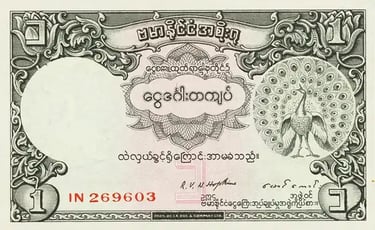 Government of Burma Banknote 1948 1 Rupee