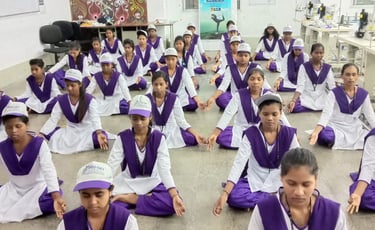 Our students doing yoga in their workplace