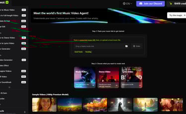Screenshot of Freebeat AI dashboard (showing "Upload Audio" button