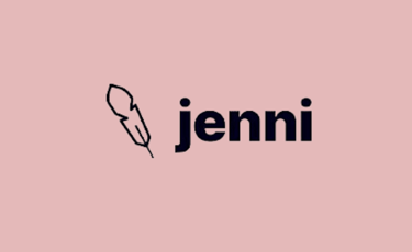 a feather like object with a pink background and a text saying jenni