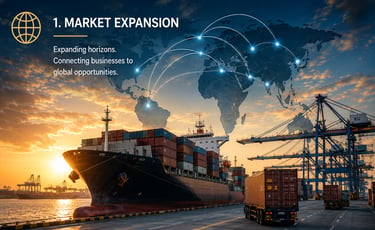 International market expansion through global trade and export opportunities