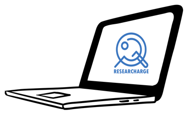 Researcharge logo on laptop