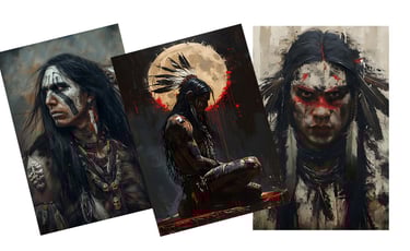 Art featuring warriors in war paint