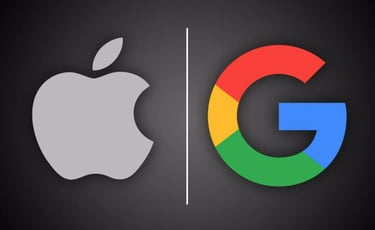 a google logo and an apple logo