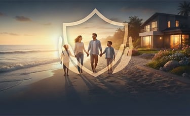 a family holding hands and holding hands while walking down a beach