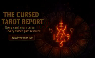 a circular zodiac wheel with glowing red light - The Cursed Tarot Report