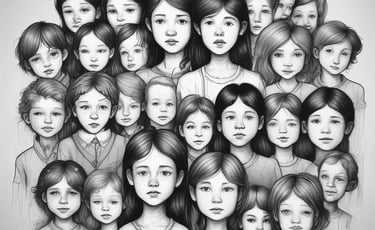 a group of people with many different faces