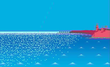 Ilustración de Cala Balmins por Tomo Iida