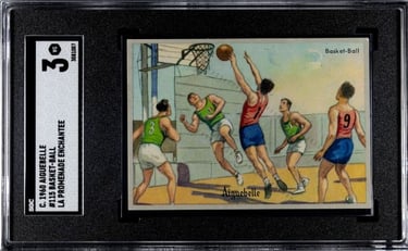 Aiguebelle Chocolates Rare Chromos Basket-Ball Card 1950s France