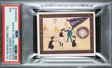 circa 1910-11 Northwestern University 2nd Edition College Basketball card Murad Cigarettes T51