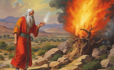 A dramatic desert landscape with a pillar of cloud and fire symbolizing God’s presence during the Exodus.