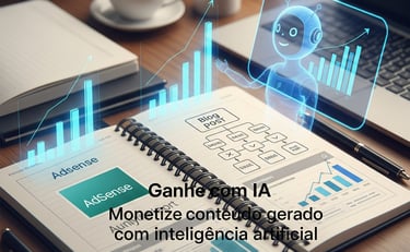 Um caderno com um laptop e um caderno com a imagem de um robô.