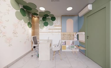 consultório com árvore e atendiemento diferenciado