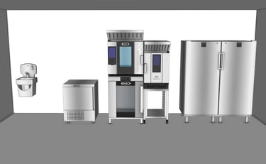 Petite cuisine professionnelle avec cuisson et froid
