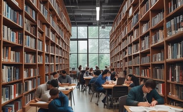 A young international student smiling with books on a Toronto campus.