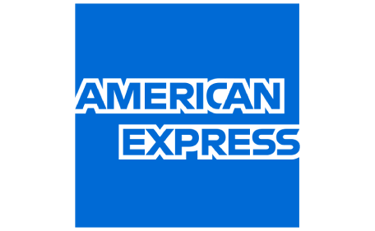 Official American Express logo with white outlined text on a classic blue square background.