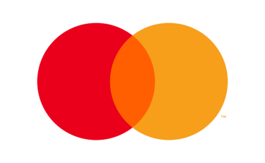 Mastercard logo featuring overlapping red and yellow circles on a black background for secure payments.