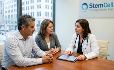 doctor talking to potential stem cell patients