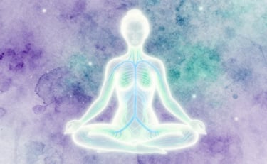 Lymphatic system pathways illustrated as glowing energy network throughout body for natural detoxifi