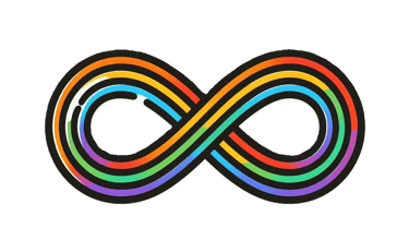 neurodiversity symbol of a rainbow infinity sign