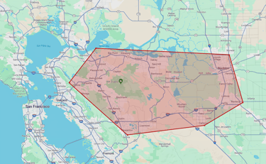 Service Map Stellar Appliance Repair in Bay Area, Contra Costa