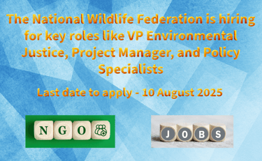 The National Wildlife Federation is hiring for key roles like VP Environmental Justice, 