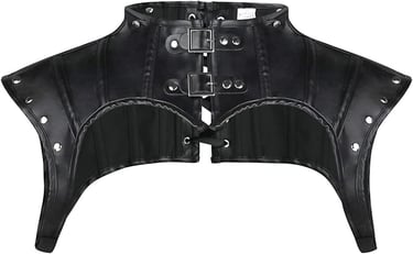 Goth Cowgirl Outfit: Faux Leather Costume Shoulder Jacket Shrug Armor