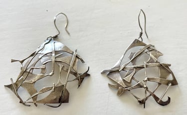 Textured Sterling Earrings. Example of Brutalist Industrial Style