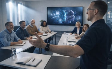 Salle de formation professionnelle , sensibilisation IA Générative, acculturation collaborateurs