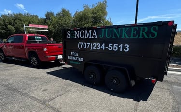 truck and trailer in a parking lot