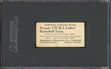 1925 Dominion Chocolates Athletic Stars #44 Toronto YMCA Basketball Teams (no tab) back