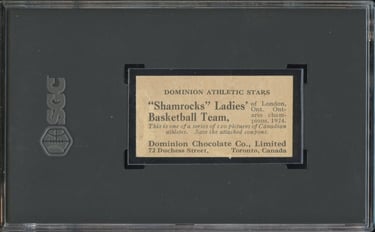 1925 Dominion Chocolates Athletic Stars #47 Shamrocks Basketball Team (no coupon) back