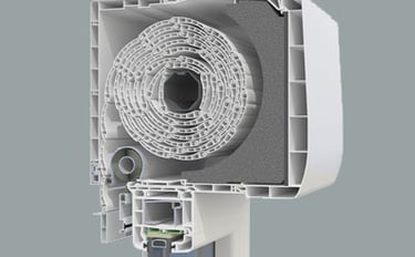 Sección interior de cajón de persiana aislante