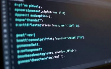 A close-up of a high-resolution screen displaying PowerShell code with cyan syntax highlighting, reflecting a modern and technical workspace.