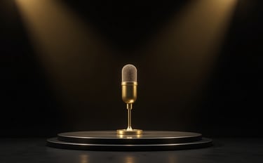 a microphone with a microphone in the middle of a stage