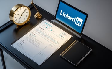 a laptop computer sitting on a desk with a clock and a clock
