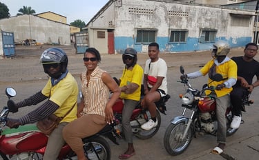 Tourists on the Scooters in Benin