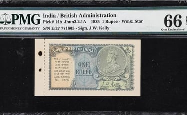 PMG Graded India Note King George v 1 Rupee 66 EPQ