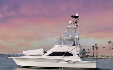 a luxury fishing yacht in San Jose del cabo marina.