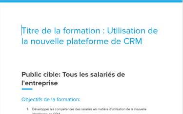 exemple de programme de formation en entreprise
