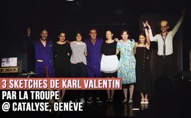 a group of people standing around a stage