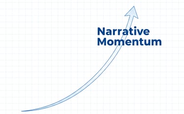 Minimal upward momentum curve representing how a pitch gains narrative strength over time