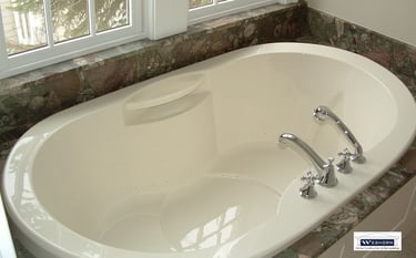 Modern bathroom remodeling project with custom walk in shower & soaking bathtub in Deerfield IL. IL.