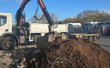 Construction site clearance using grab lorry in Halesowen