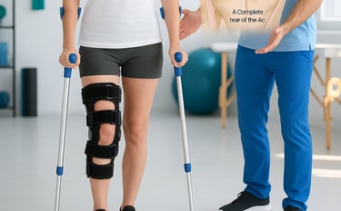 Ligament injury mechanism shown during twisting or sudden movement.