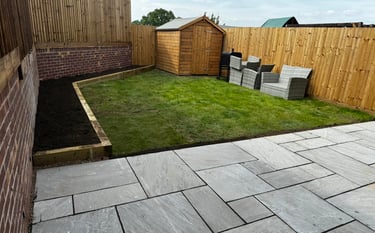 Stylish garden redesign with pathways and planting in Worcester