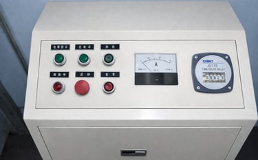 Control panel and instruments of an industrial bearing washing machine