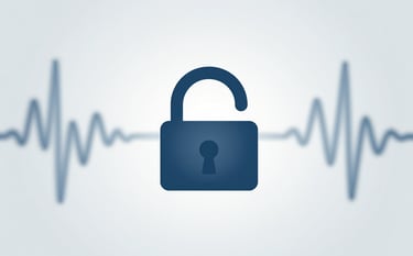 A conceptual, modern abstract image representing data security and performance. Stylized digital waveforms and a subtle lock icon using #1C2B3A and #476C7D. Clean, professional, and trustworthy visual style.